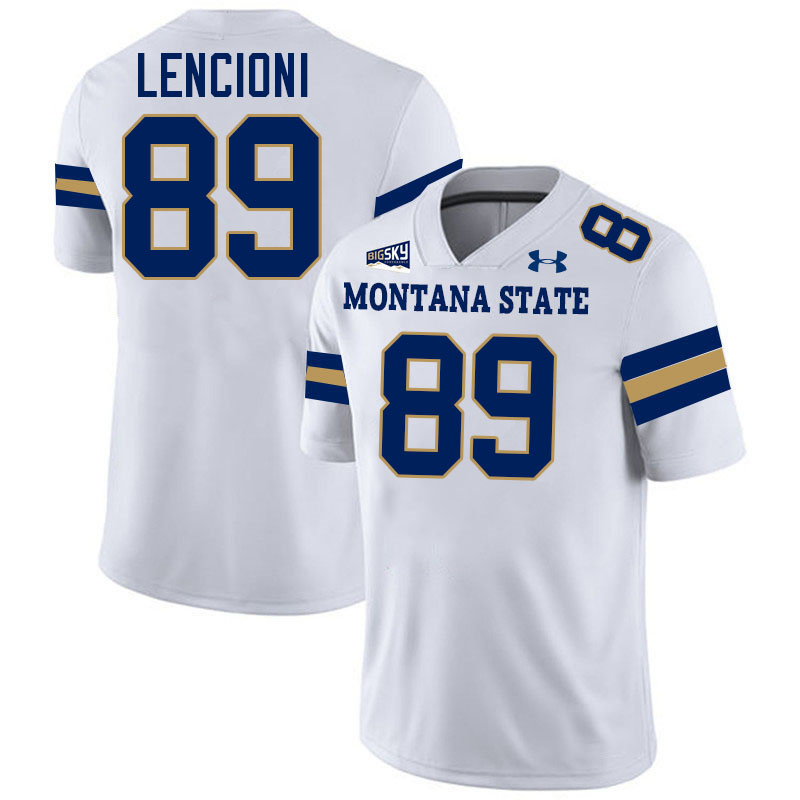 #89 Rocky Lencioni Montana State Bobcats Jerseys Football Uniforms Stitched-White #89 Rocky Lencioni Montana State Bobcats Jerseys Football Uniforms Stitched-White